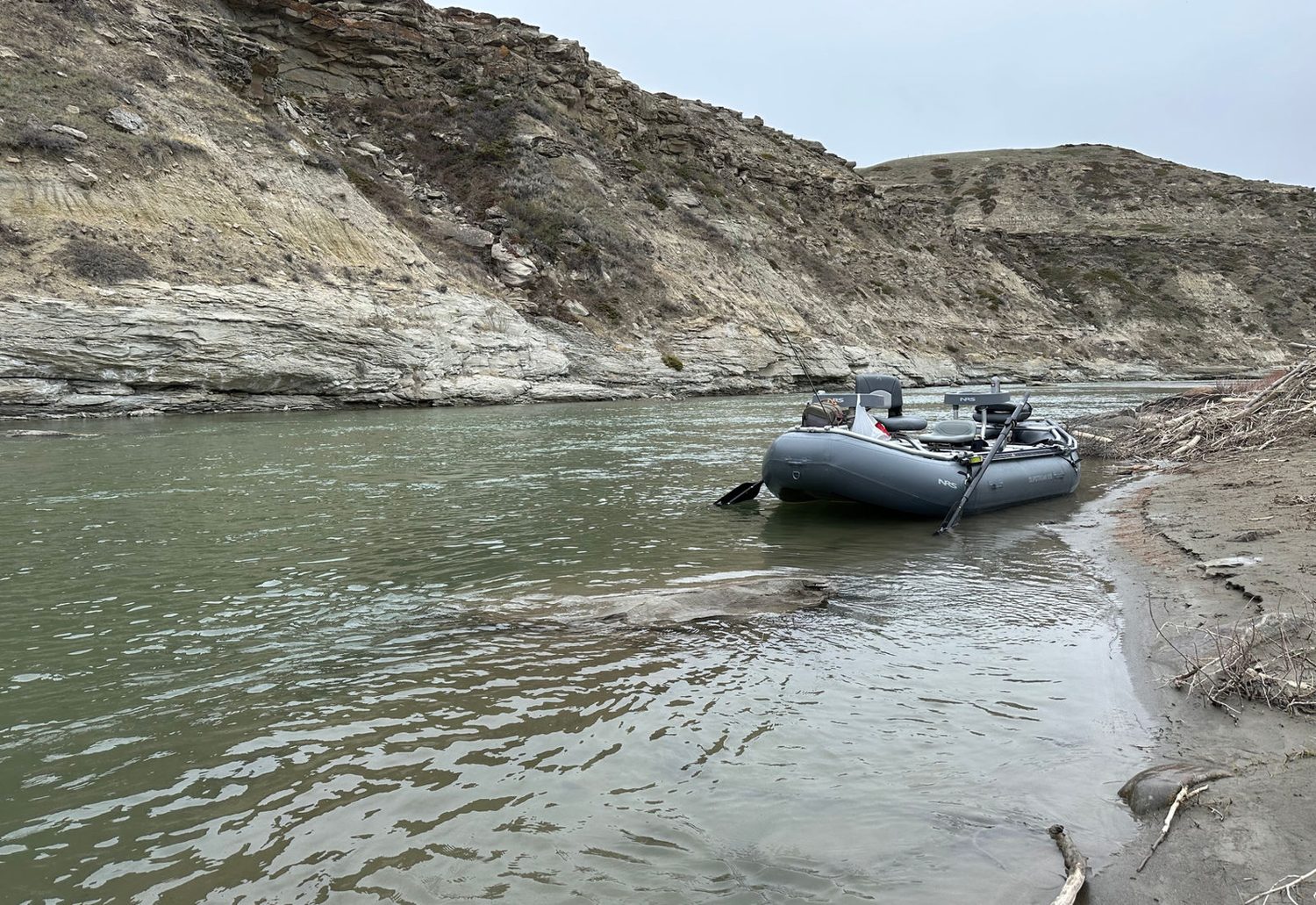 Drift boat on a Montana river